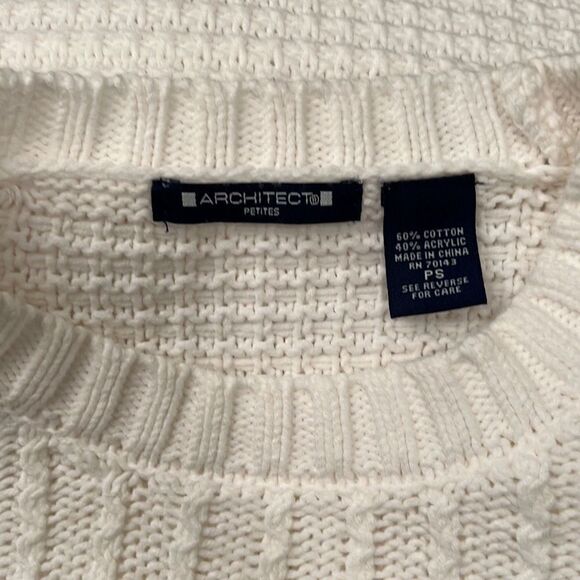 Architect Women's White Knitted Fabric Short Top Cotton Sweater Size Small - Picture 7 of 7